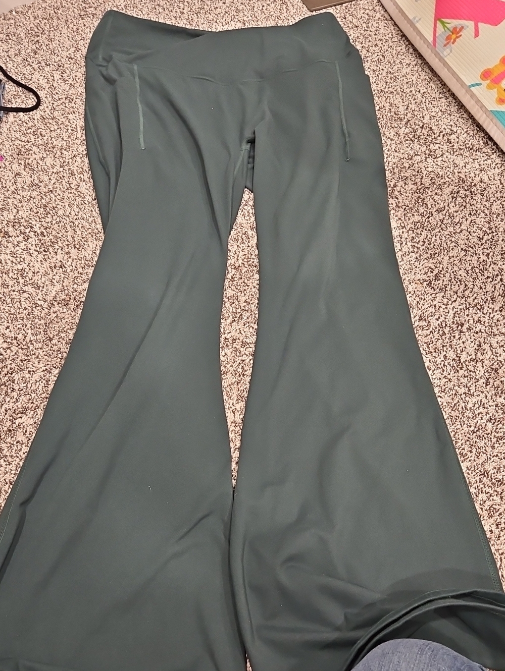 POPFLEX Flared Yoga Pants in Deep Green